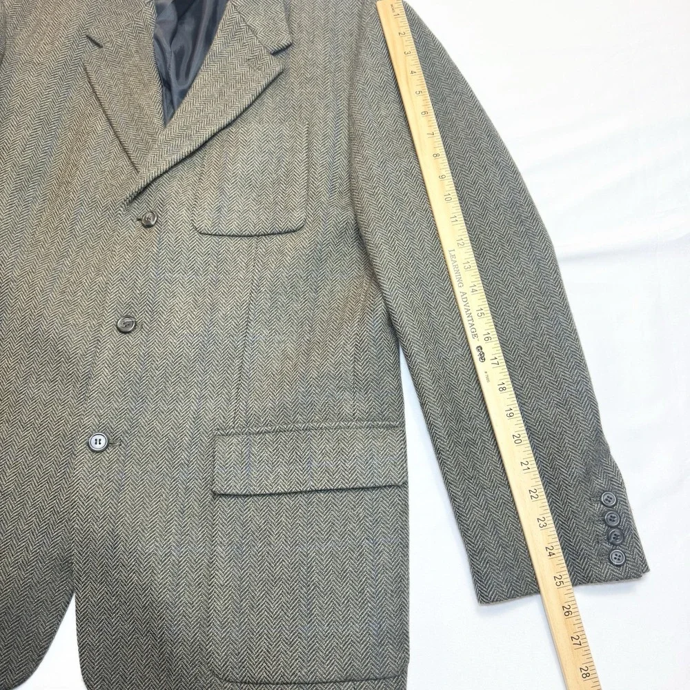 J. Crew Mens XL Gray Herringbone Wool 3 Button Tweed Blazer Sport Coat 48